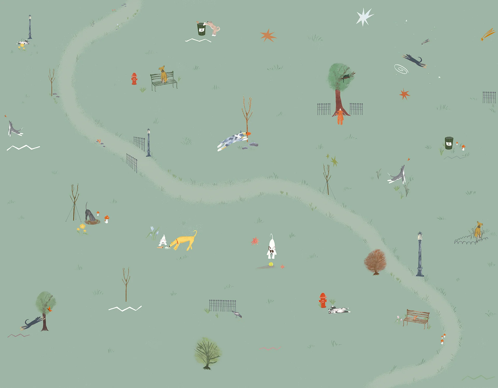 Central Park Dogs Wall Mural Sample - Image 3