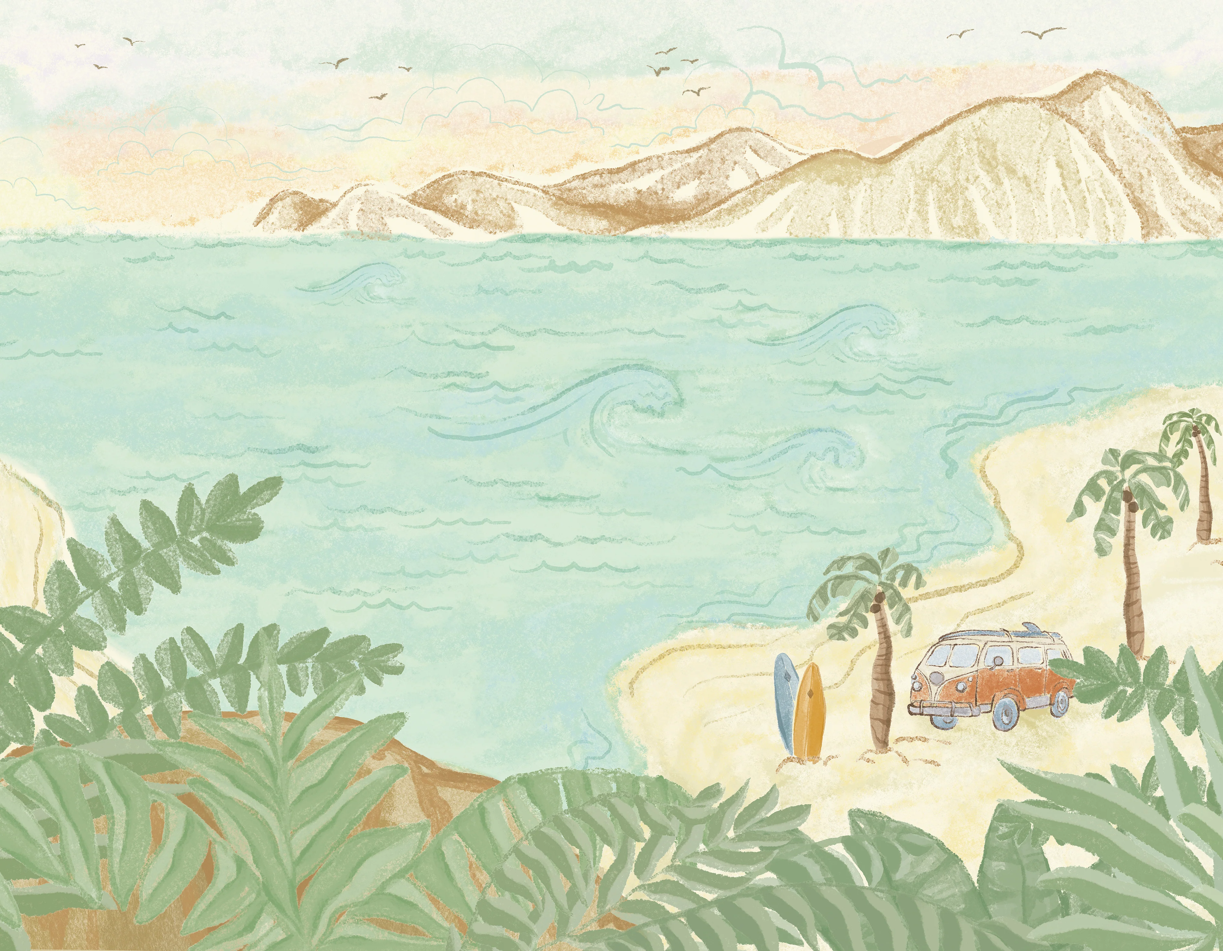 Dawn Patrol Wall Mural Sample