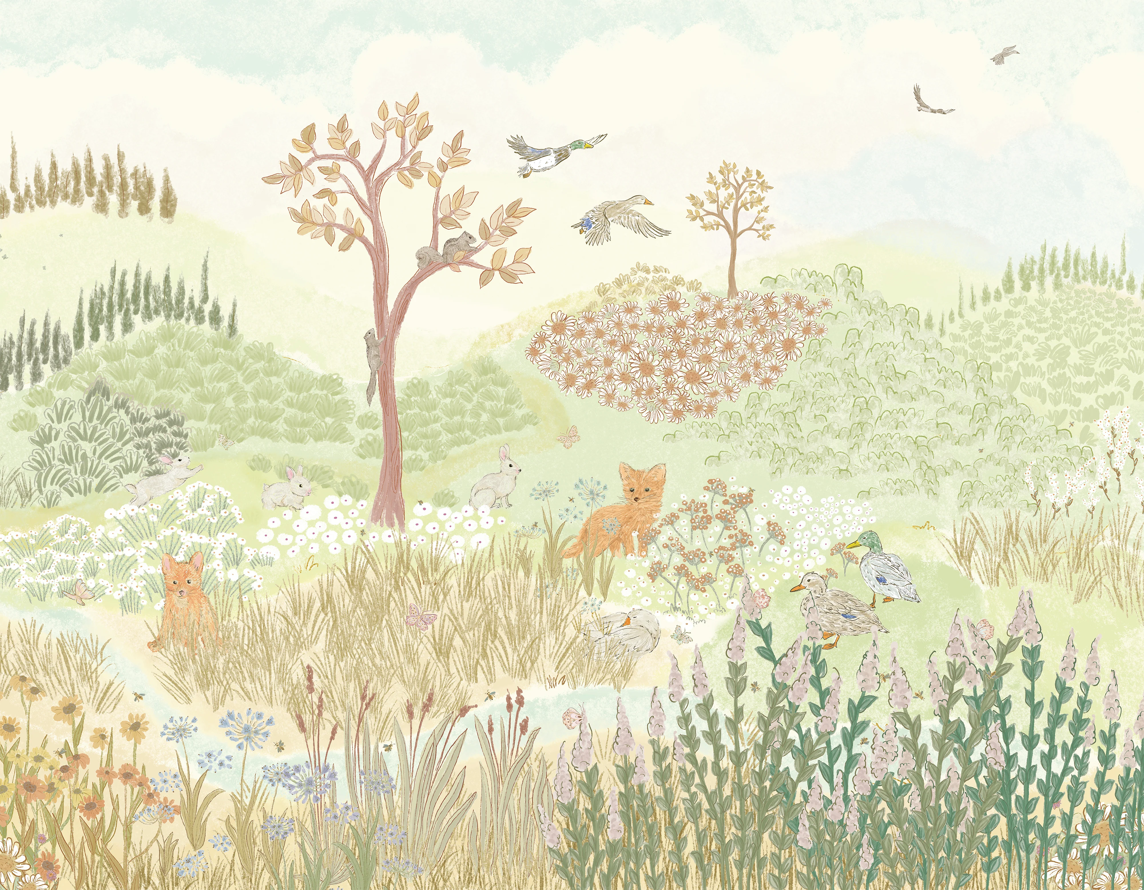 Rolling Meadow Wall Mural Sample