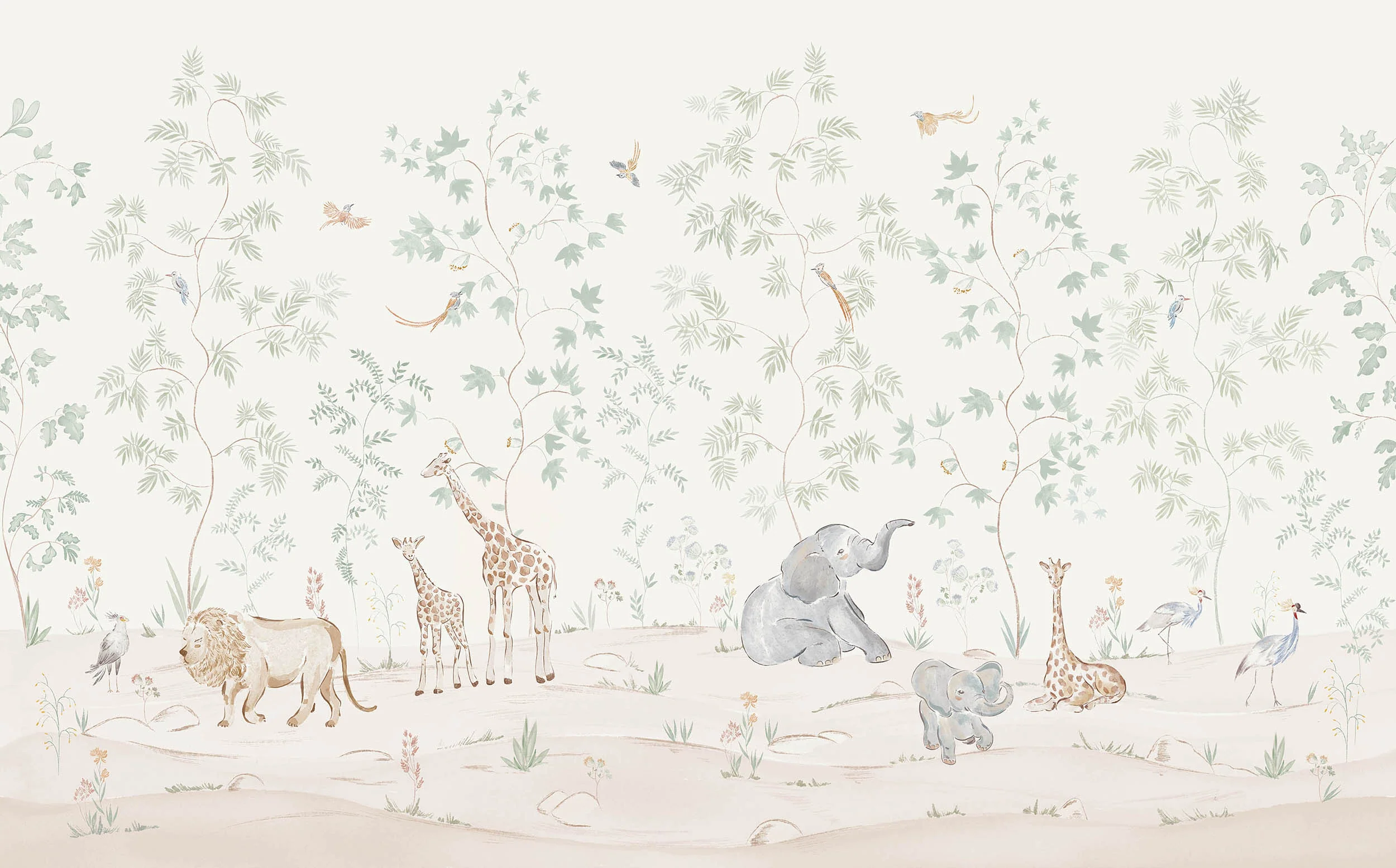 Safari Friends Wall Mural Sample