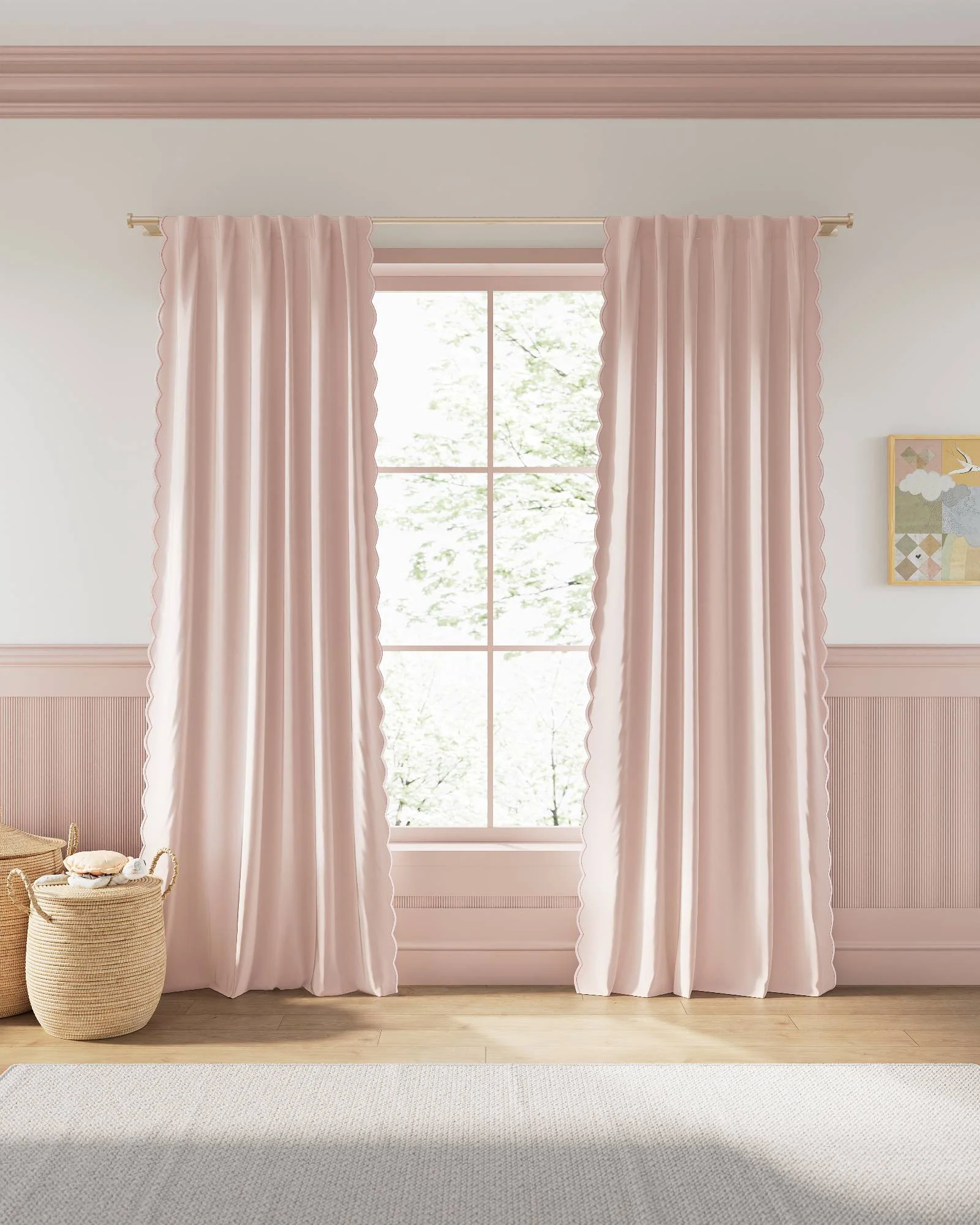 Scallop Embroidered Edge Blackout Curtain