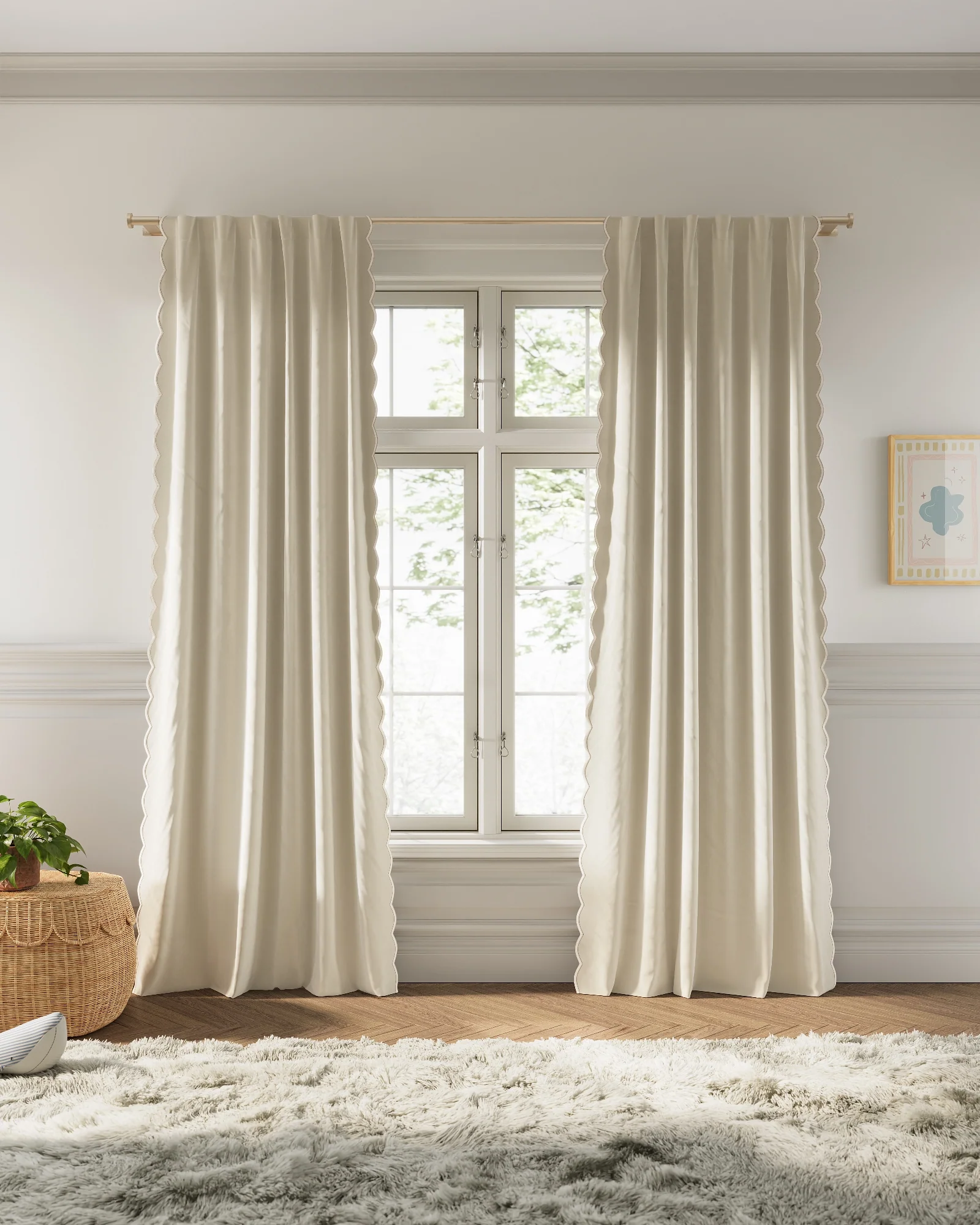 Scallop Embroidered Edge Blackout Curtain - Image 10