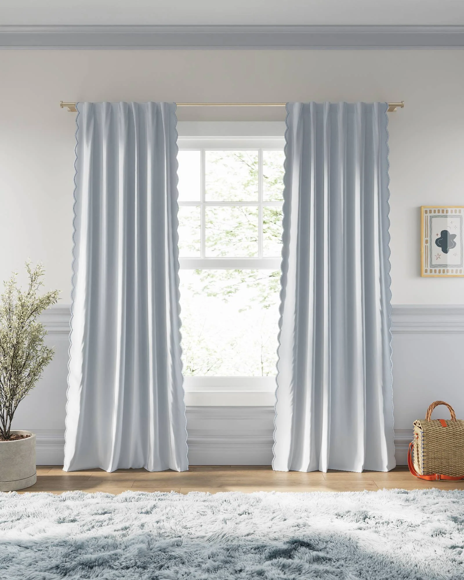 Scallop Embroidered Edge Blackout Curtain - Image 7