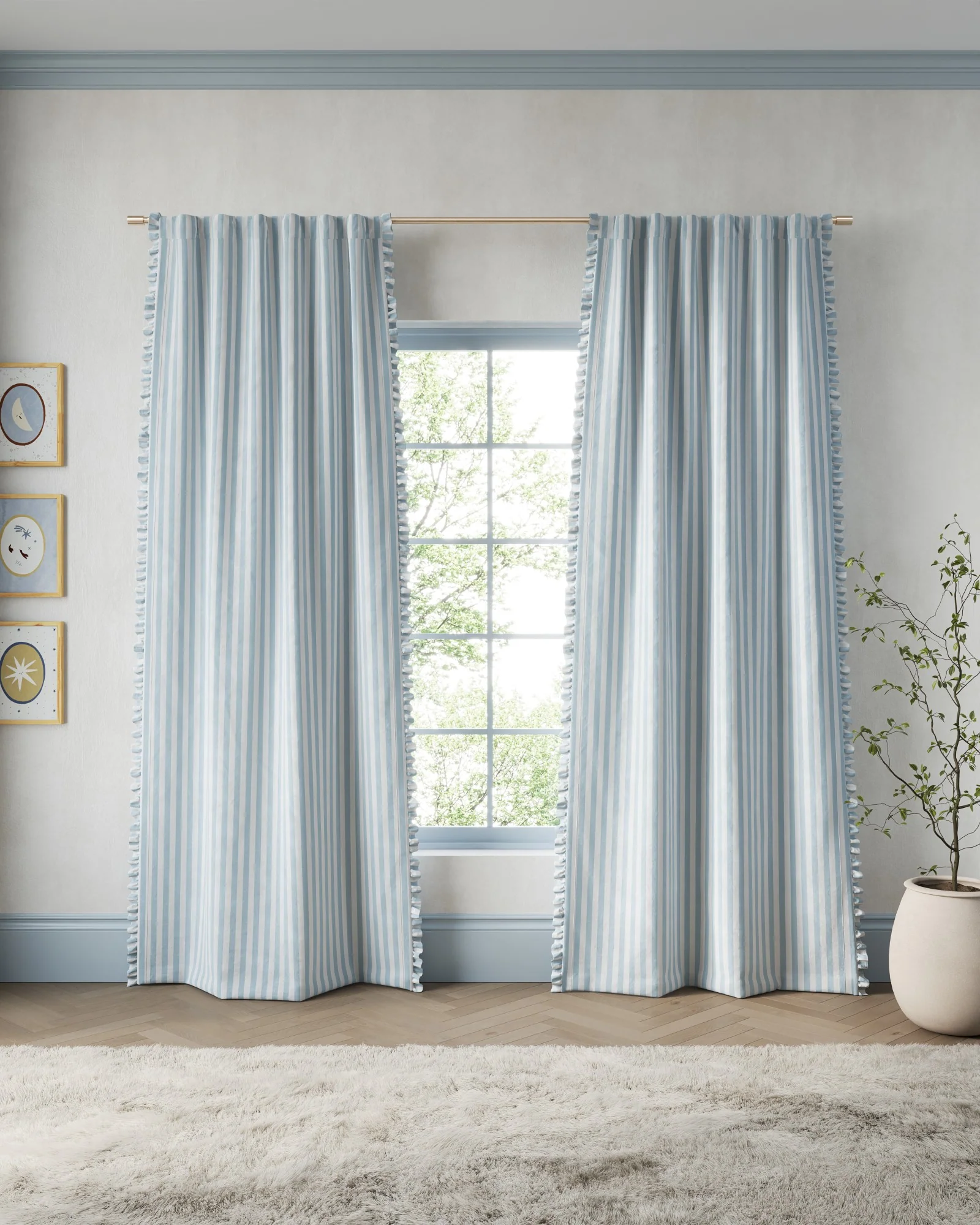 Striped Ruffle Blackout Curtain - Image 4