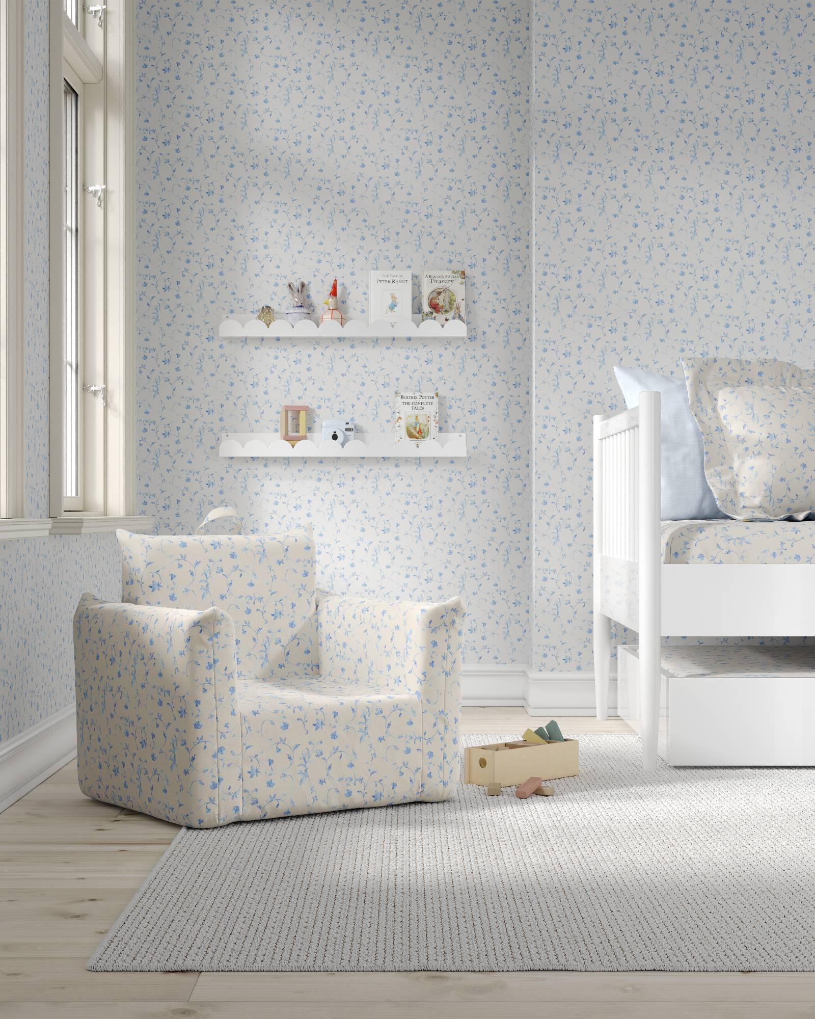 The Hug Mini Chair in Blue Botanical | Nestig x Hill House Home - Image 3