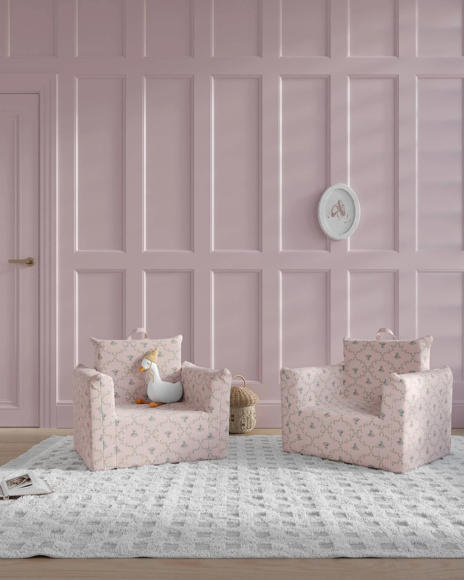 The Hug Mini Chair in Pink Trellis | Nestig x Hill House Home - Image 3