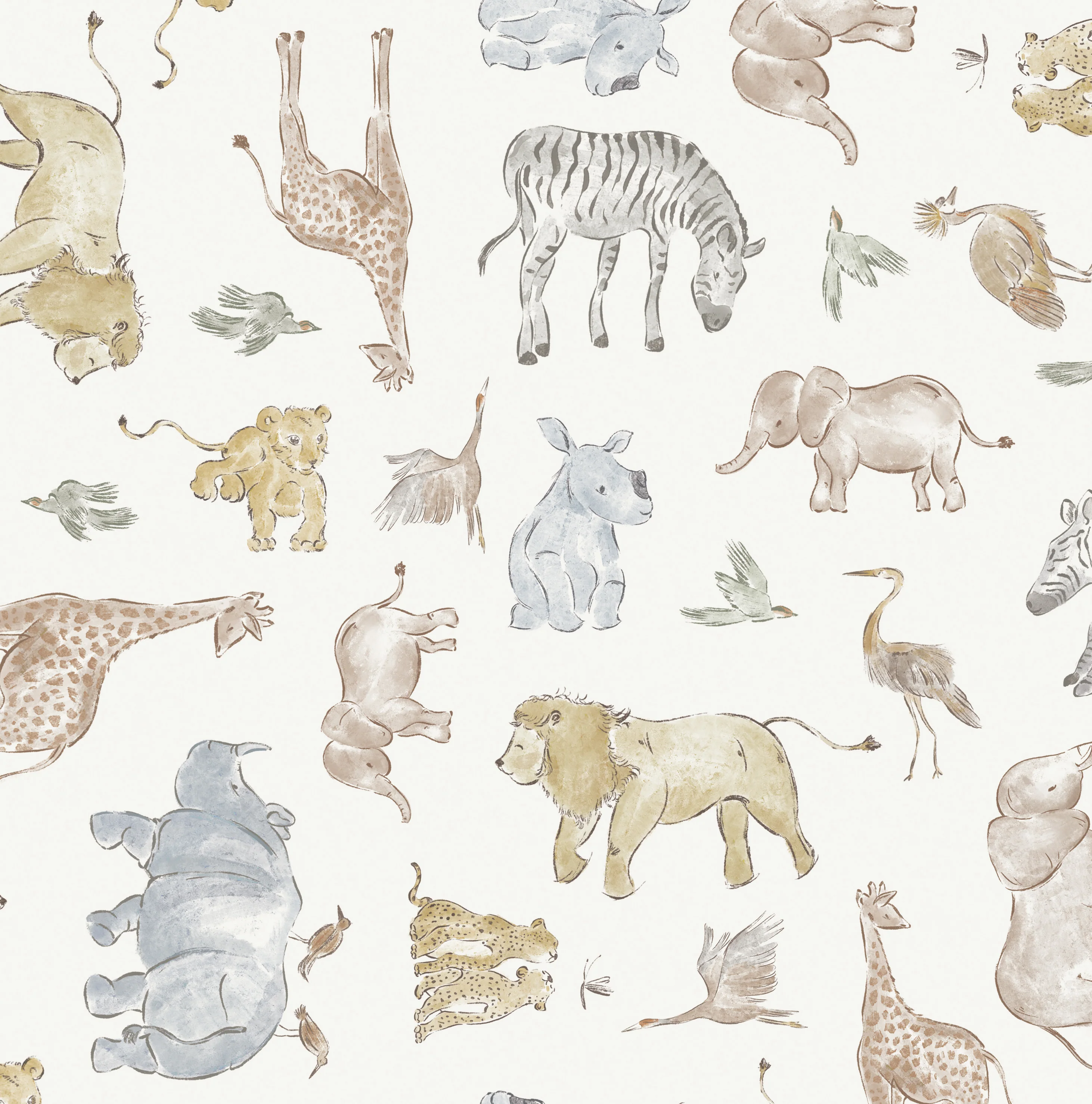 Watercolor Safari Wallpaper Sample - Image 3